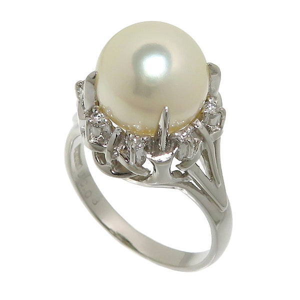 パールリング宝石名Pt900 アコヤ真珠 ダイヤモンド リング 指輪 10号
