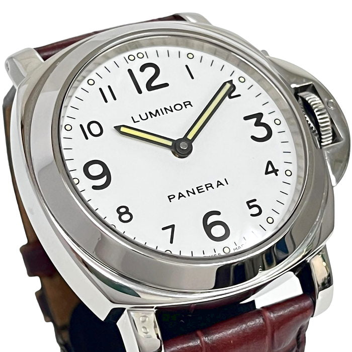 【PANERAI/パネライ】 ルミノールベース PAM00010 仕上げ済 トリチウム 腕時計 ステンレススチール/社外製茶レザーベルト  自動巻き/オートマ 白文字盤 メンズ, 【中古】【真子質店】【GD】, 【MaMoKMo】