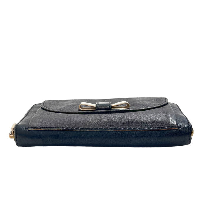 Chloe/クロエ】 リボン 長財布 レザー 黒 レディース【中古