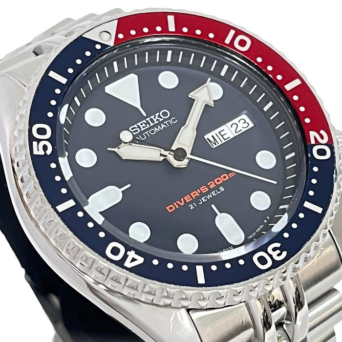 【SEIKO/セイコー】 SKX009J(7S26-0020) ネイビーボーイ ダイバーズ200M 腕時計 ステンレススチール 自動巻き/オートマ  紺文字盤 メンズ, 【中古】【真子質店】【GD】, 【MaMax】