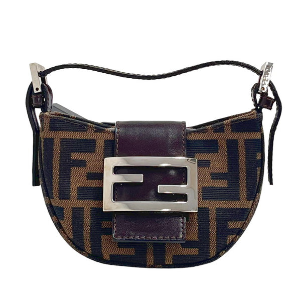 FENDI/フェンディ】 ミニクロワッサン ズッカ ポーチ ミニバッグ ハンドバッグ レザー/キャンバス ブラウン系 レディース【中古】【 –  真子質店 PawnShopMAKO