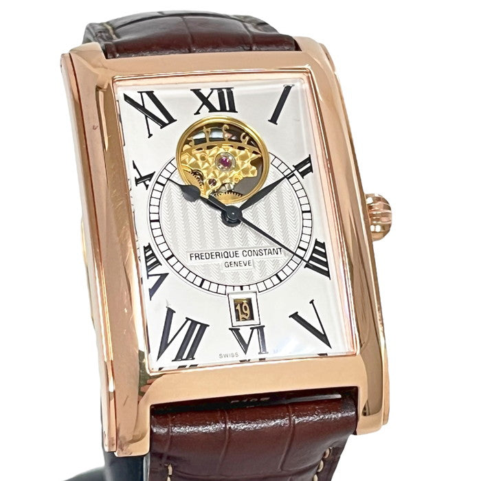 【FREDERIQUE CONSTANT/フレデリック・コンスタント】 クラシック カレ FC-315MS4C24 限定品 腕時計 GP/茶レザー  自動巻き/オートマ 白文字盤 メンズ, 【中古】【真子質店】【GD】, 【MoYI】