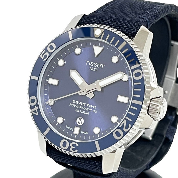 【TISSOT/ティソ】 シースター1000 T120.407 裏スケ 腕時計 ステンレススチール/キャンバス 自動巻き/オートマ 紺文字盤 メンズ,  【中古】【真子質店】【GD】, 【MaYMi】