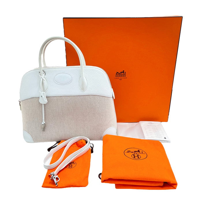 HERMES/エルメス】 ボリード35 ショルダーバッグ 2way ハンドバッグ トワルアッシュ/レザー 白 レディース【中古】【真子質店 –  真子質店 PawnShopMAKO