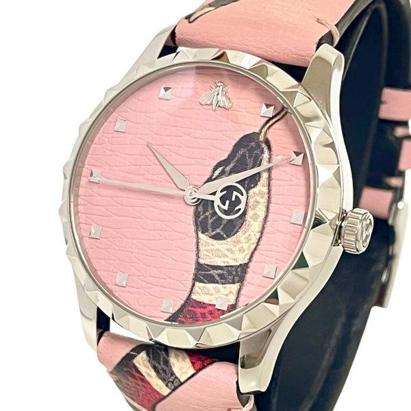 【GUCCI/グッチ】 126.4/YA1264083 Ｇタイムレス　スネーク/ヘビ/蛇 腕時計 ステンレススチール/レザー クオーツ ピンク/ピンク革 ユニセックス
【中古】【真子質店】【NN】




【MaDI】