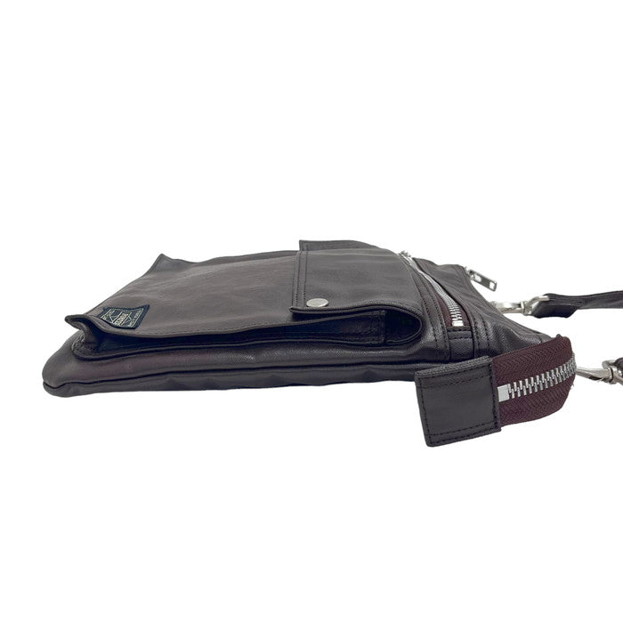 新品未使用PORTER ブラウンレザーショルダーバッグ PORTER/ポーター】 ショルダーバッグ レザー ブラウン メンズ【中古