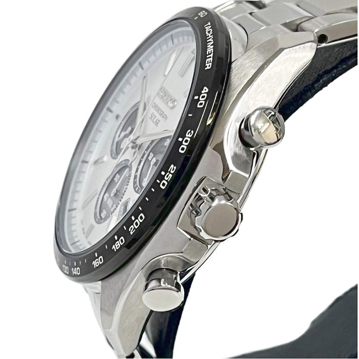 【SEIKO/セイコー】 SBPY165/V175-0FA0 Sシリーズ クロノ 腕時計 ステンレススチール ソーラー シルバー/黒目 メンズ