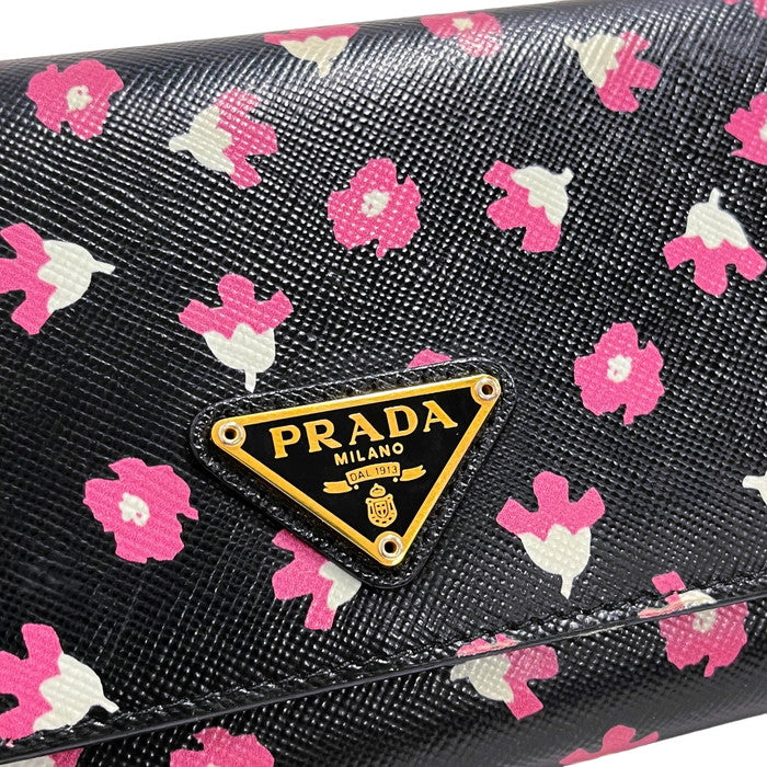 PRADA/プラダ】 1M1132 長財布 サフィアーノレザー 黒/ピンク/白
