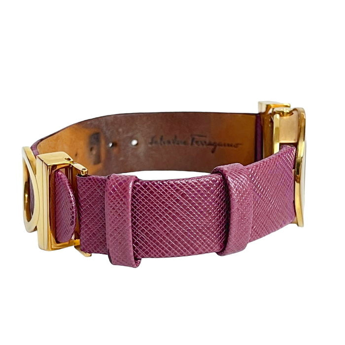 Salvatore Ferragamo 腕時計 レザーバンド　パープル Salvatore Ferragamo/サルヴァトーレフェラガモ】 F56 ラウンド
