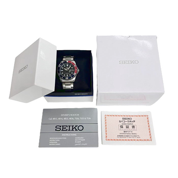 黒文字盤ペプシベゼルSEIKO セイコー 5スポーツ 腕時計 自動巻き 裏スケ 7S36-03C0