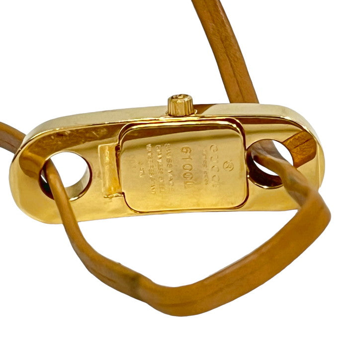 GUCCI/グッチ】 6100L ブレスウォッチ 腕時計 GP/レザー クオーツ
