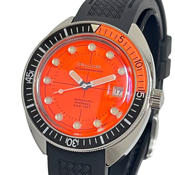 96B350  BULOVA/ブローバ オ－シャノグラファー デビルダイバー 復刻モデル 腕時計 ステンレススチール/ラバー 自動巻き/オートマ オレンジ文字盤 黒 メンズ
【中古】【真子質店】【GD】




【MoYI】