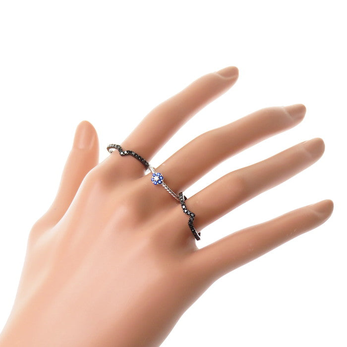 14号 3本セット 花/フラワー サファイア 計0.12ct ダイヤモンド 0.02ct  