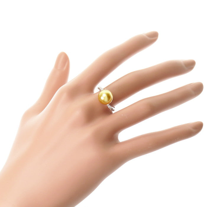 11号 白蝶真珠 (ゴールデンパール) 約9.9mm程度 ダイヤモンド 計0.11ct 