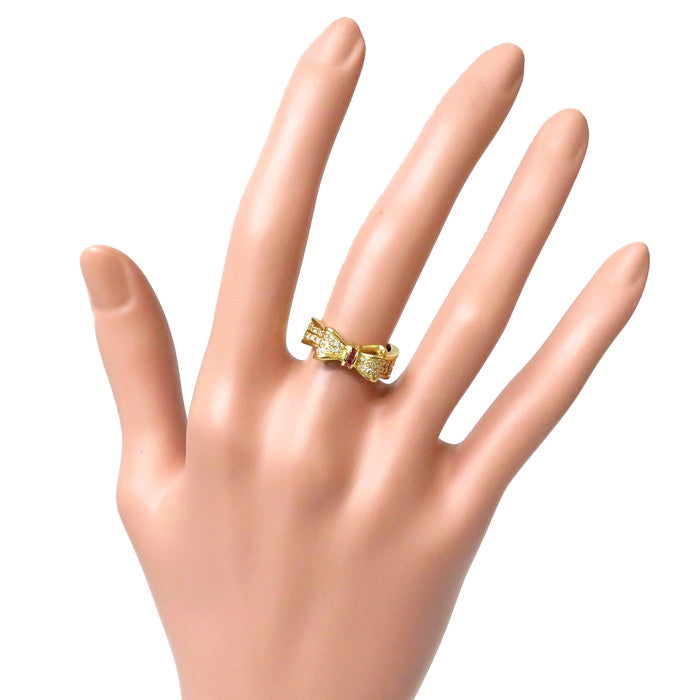 9号 リボン ダイヤモンド 計0.24ct ルビー 計0.08ct リング・指輪 K18 