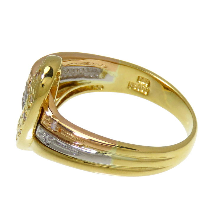 12号 スリーカラー V字デザイン ダイヤモンド 計0.13ct リング