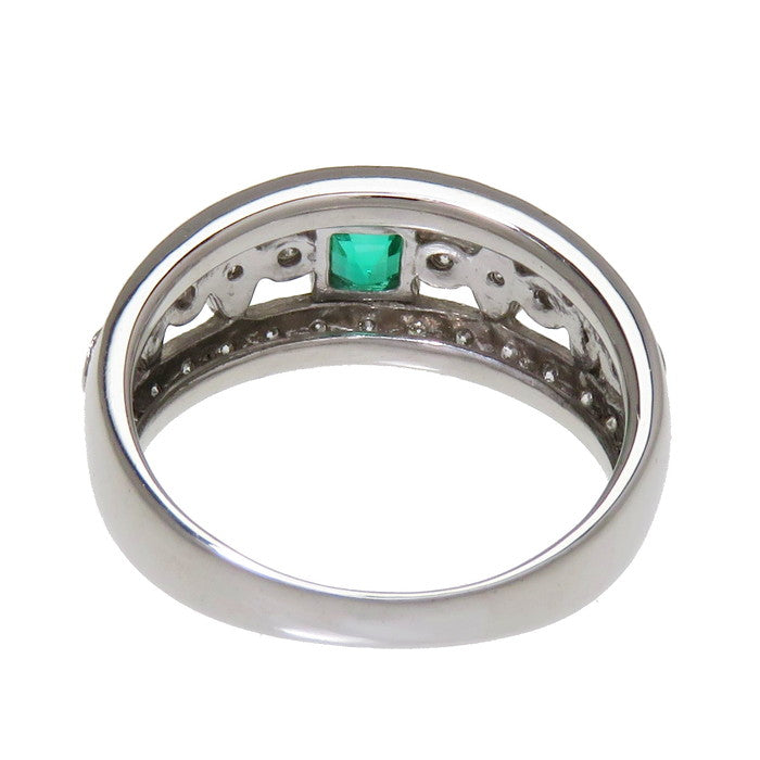 12号 透かしデザイン ミル打ち エメラルド 0.30ct ダイヤモンド 計0.30 
