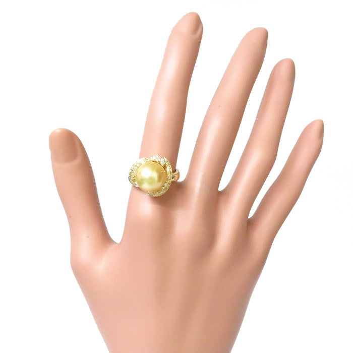 16号 南洋白蝶真珠 11.2mm ダイヤモンド 計0.48ct リング・指輪 K18