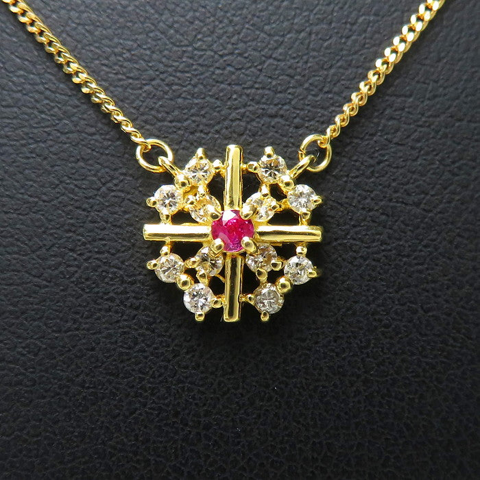 ルビー 0.07ct ダイヤモンド 計0.23ct ネックレス K18ゴールド 18金 