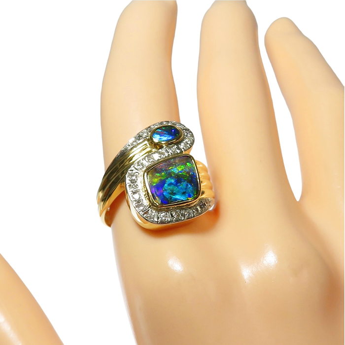 11号 ボルダーオパール 1.62ct ダイヤモンド 計0.20ct リング