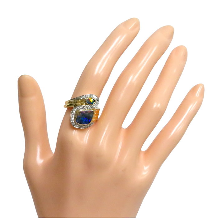 11号 ボルダーオパール 1.62ct ダイヤモンド 計0.20ct リング・指輪 