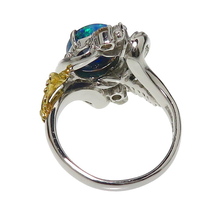 13.5号 ブラックオパール 2.39ct ダイヤモンド 計0.43ct リング・指輪 