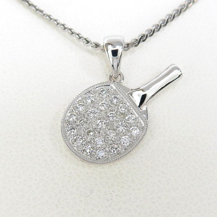 手鏡モチーフ ダイヤモンド 計0.20ct ペンダントトップ K18WGホワイト