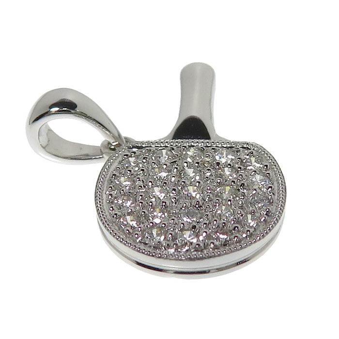 手鏡モチーフ ダイヤモンド 計0.20ct ペンダントトップ K18WGホワイト