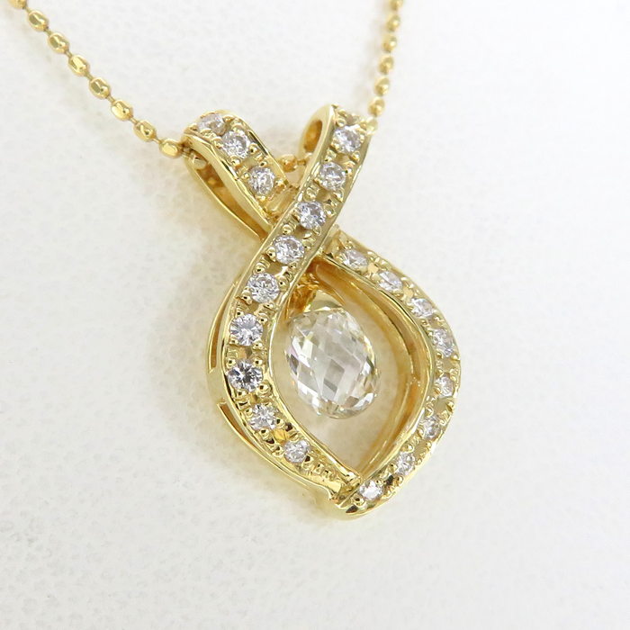 ダイヤモンド 0.536/計0.18ct ネックレス K18ゴールド 18金 3.4g 46cm