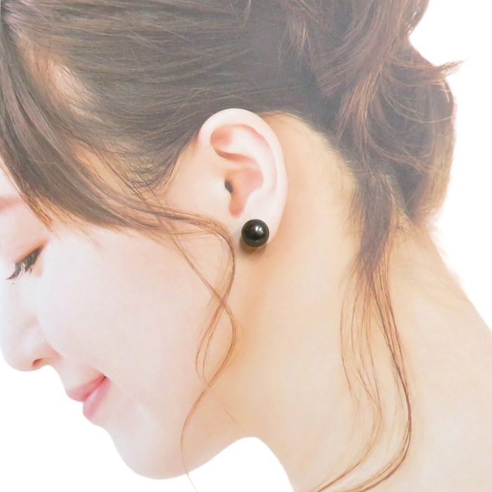 黒蝶真珠 約11mm ピアス K14WGホワイトゴールド 14金 4.1g レディース