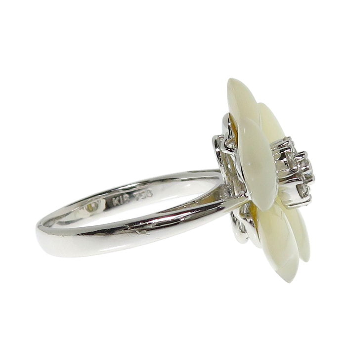 9号 フラワーモチーフ シェル ダイヤモンド 計0.23ct リング・指輪 