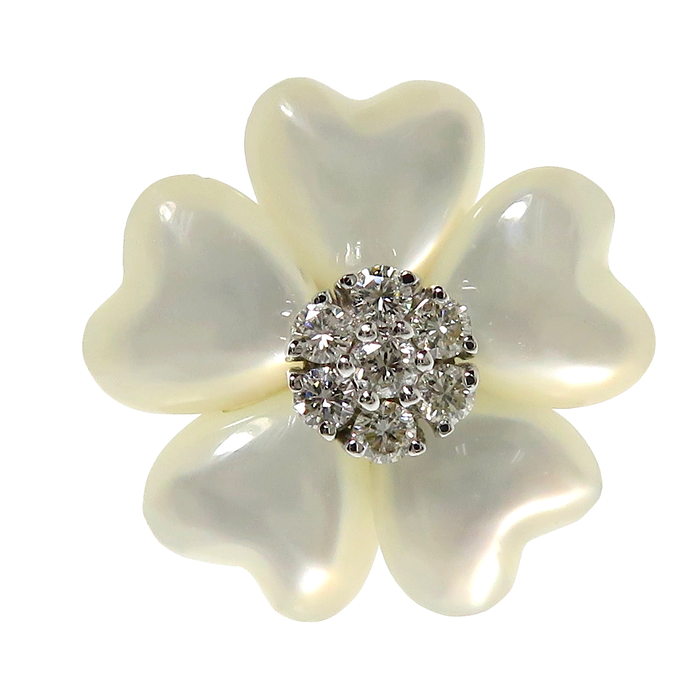 9号 フラワーモチーフ シェル ダイヤモンド 計0.23ct リング・指輪 