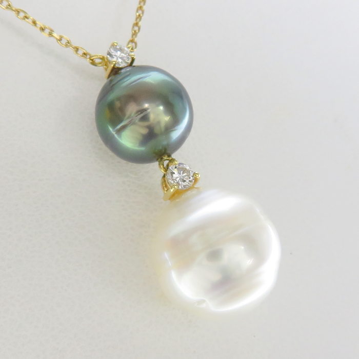 白蝶真珠(バロックパール) 約12.8mm 黒蝶真珠(バロックパール) 約10.0mm ダイヤモンド 計0.15ct ネックレス K18ゴールド 18金 7.1g 40cm レディース
【中古】【真子質店】【NN】




【TMoMa】