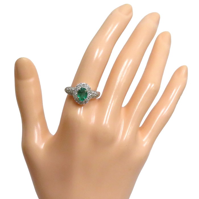 Pt900エメラルド ダイヤモンド リング 12号 12号 エメラルド 0.78ct ダイヤモンド 計0.66ct リング・指輪 Pt900
