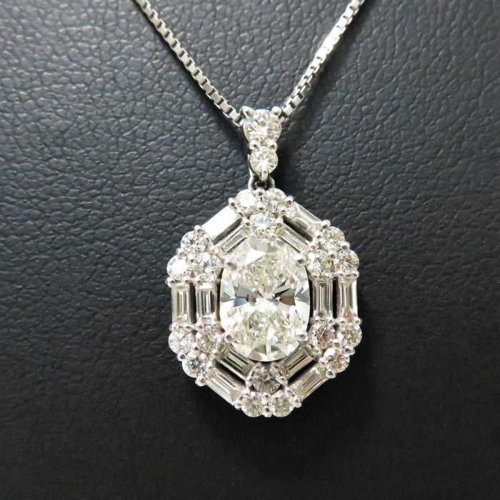 中央ダイヤモンド 1.002ct 脇石ダイヤモンド 計0.70ct ネックレス